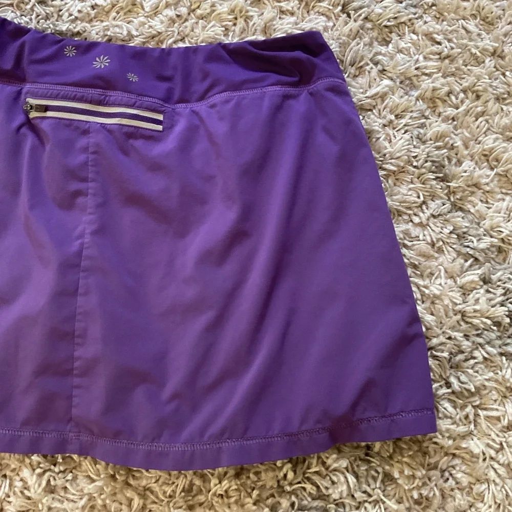 Athleta Womens Purple Pleated Active Skort Size L Tennis Running Skirt Pocket